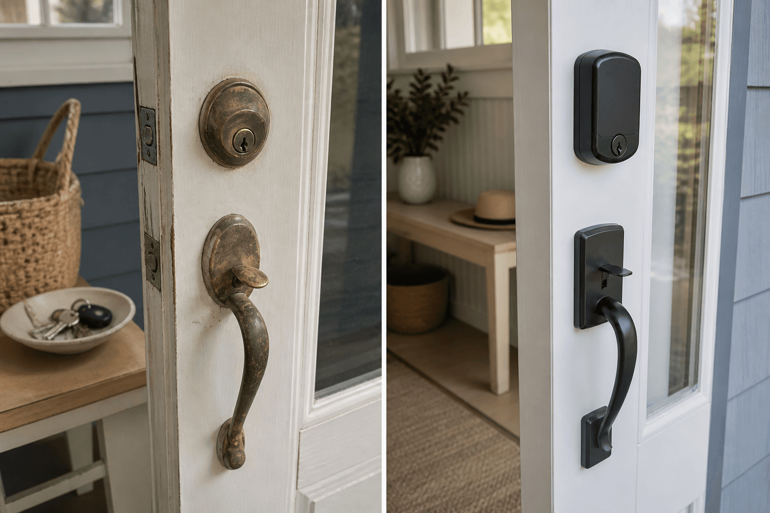 Smart lock and keypad access upgrade on a residential front door
