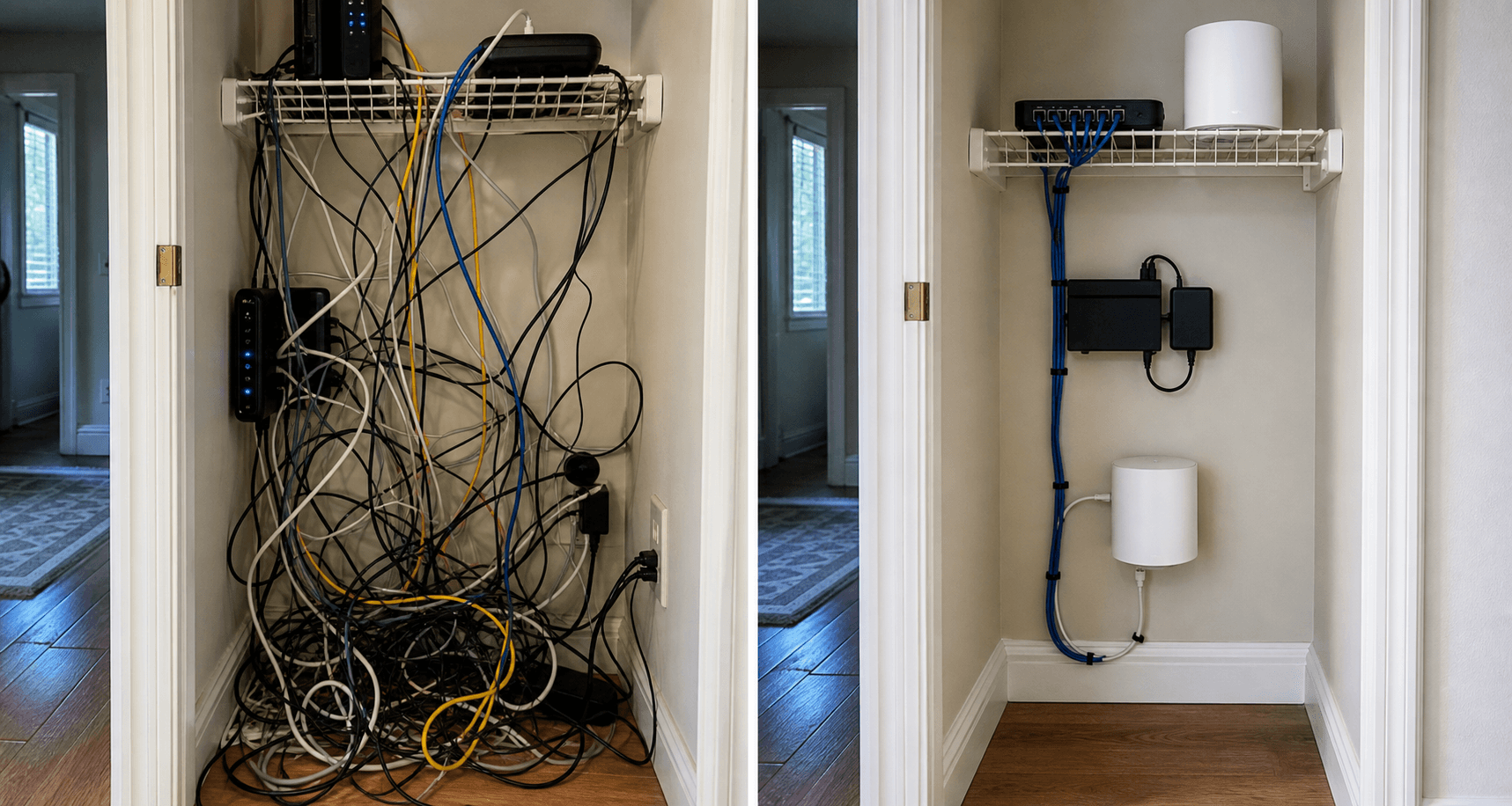Clean home Wi-Fi access point and network wiring upgrade